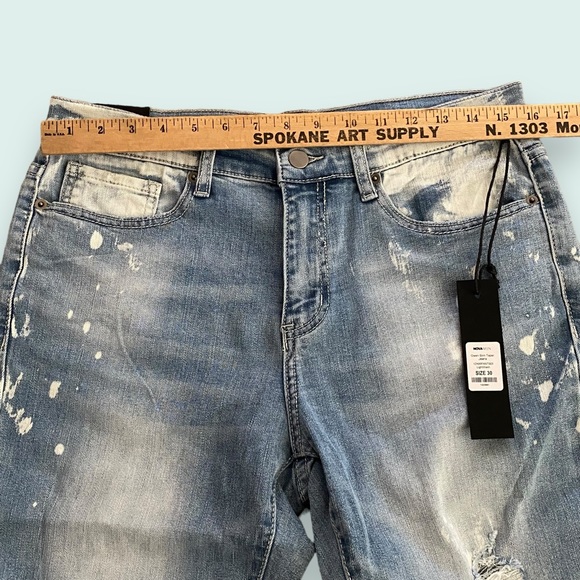 NWT Nova Man Owen Slim Taper Jeans SZ 30x32 Light Wash Destruction - Picture 15 of 16